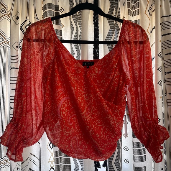 Medium 1.State Paisley puffed sleeve v neck top and matching skirt medium nwt - Picture 9 of 11